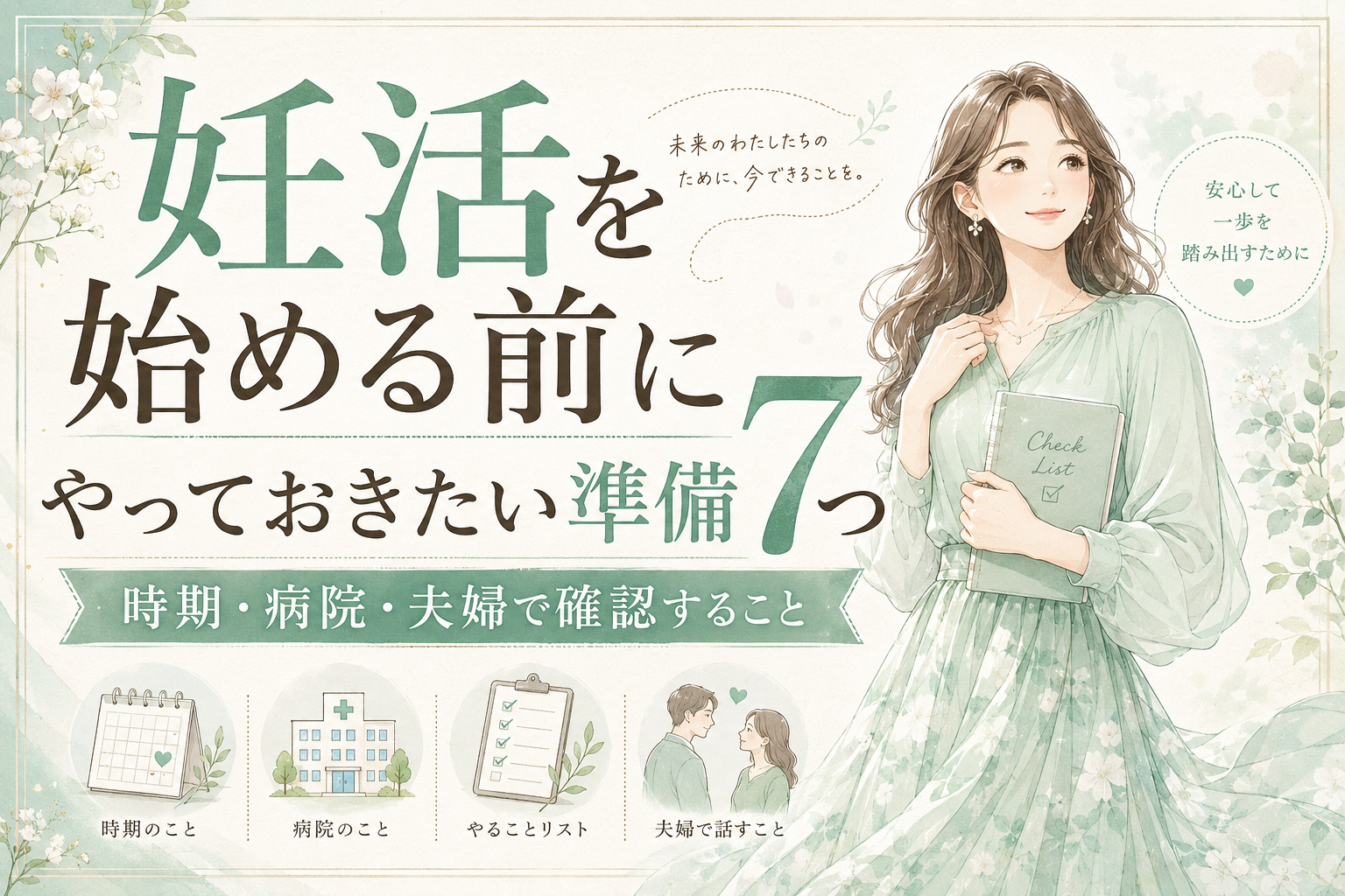 妊活を始める前にやっておきたい準備7つ｜時期・病院・夫婦で確認すること