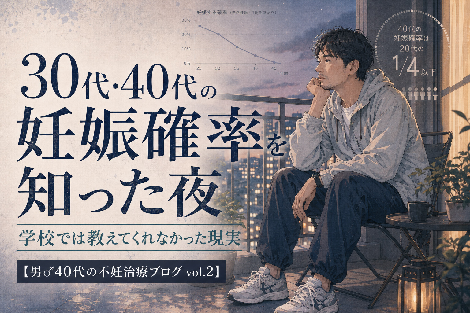 30代・40代の妊娠確率を知った夜|学校では教えてくれなかった現実【男♂40代の不妊治療ブログ vol.2】