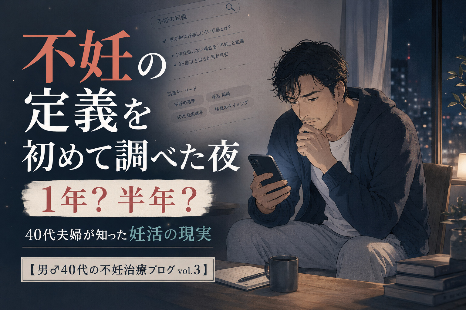 不妊の定義を初めて調べた夜|1年?半年?40代夫婦が知った妊活の現実【男♂40代の不妊治療ブログ vol.3】