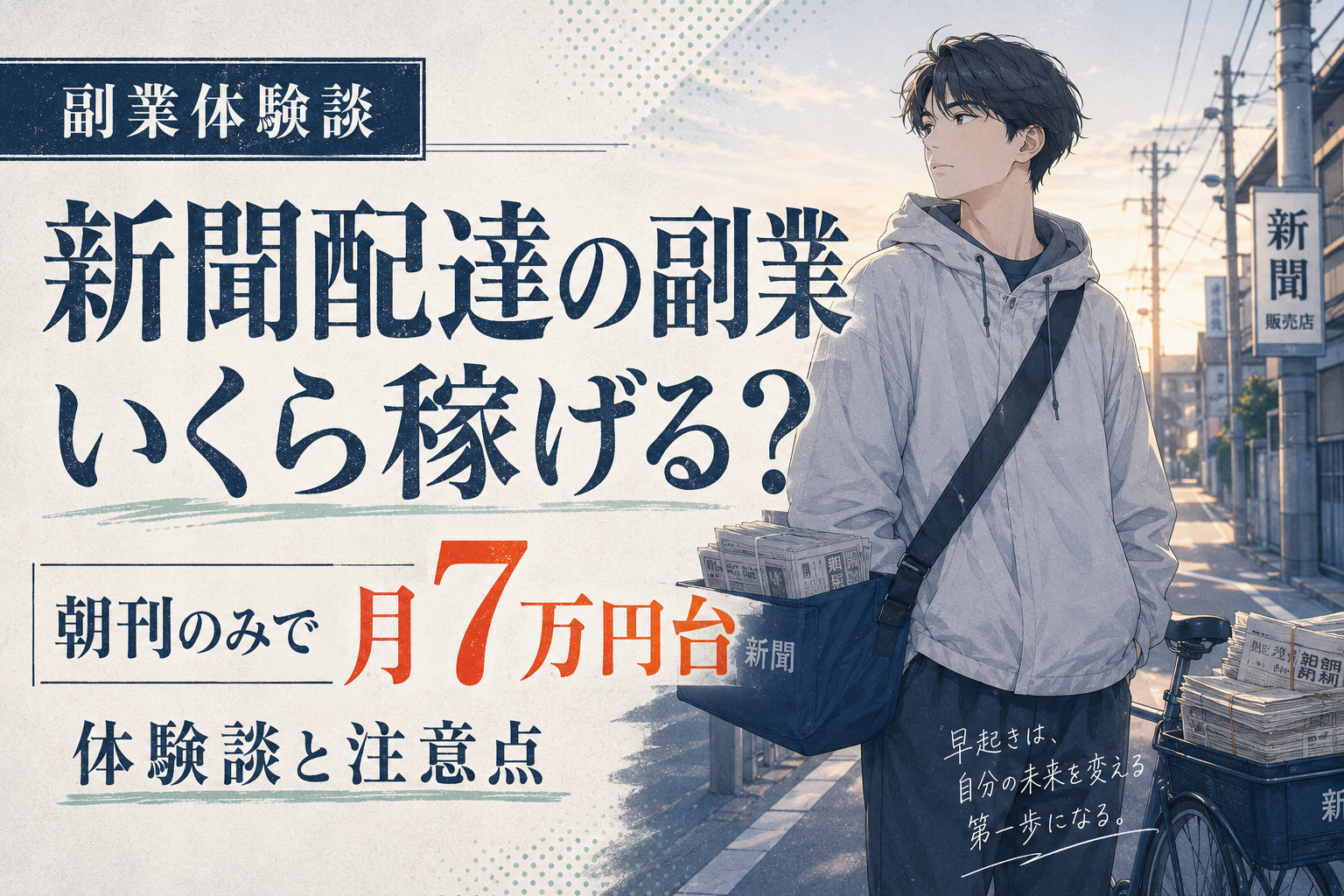 新聞配達の副業はいくら稼げる?朝刊のみで月7万円台だった体験談と注意点