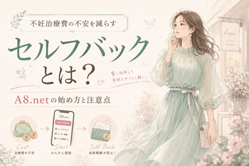 不妊治療費の不安を減らすセルフバックとは？A8.netの始め方と注意点