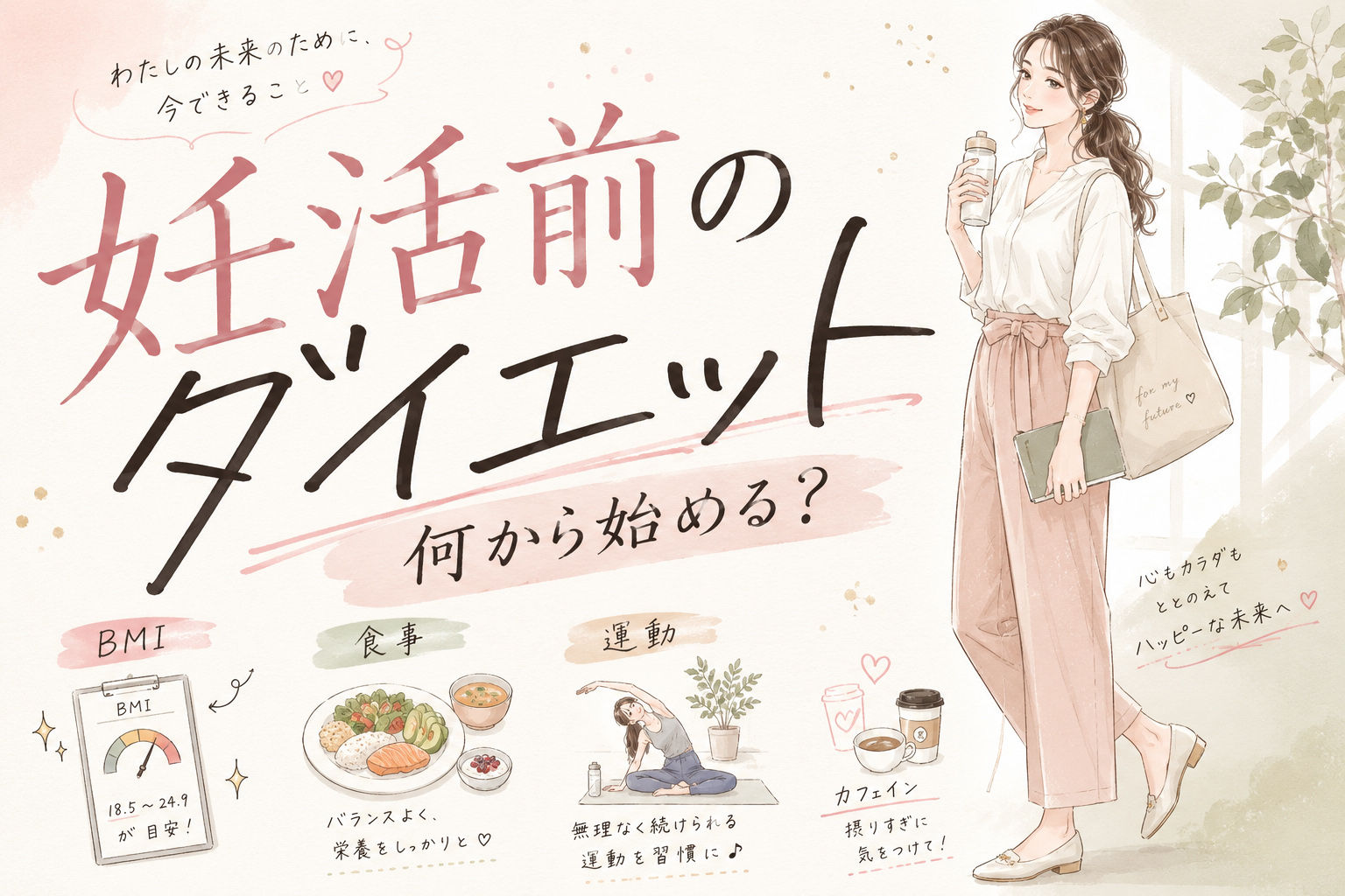 妊活前のダイエットは何から始める？BMI・食事・運動・カフェインの注意点