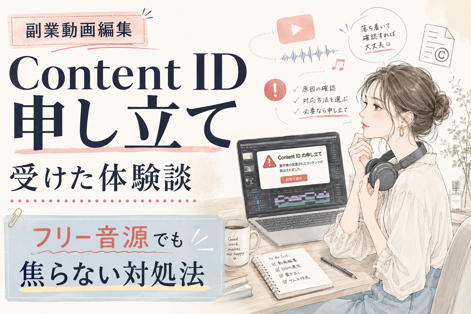 動画編集の副業でYouTubeのContent ID申し立てを受けた体験談|フリー音源でも焦らない対処法