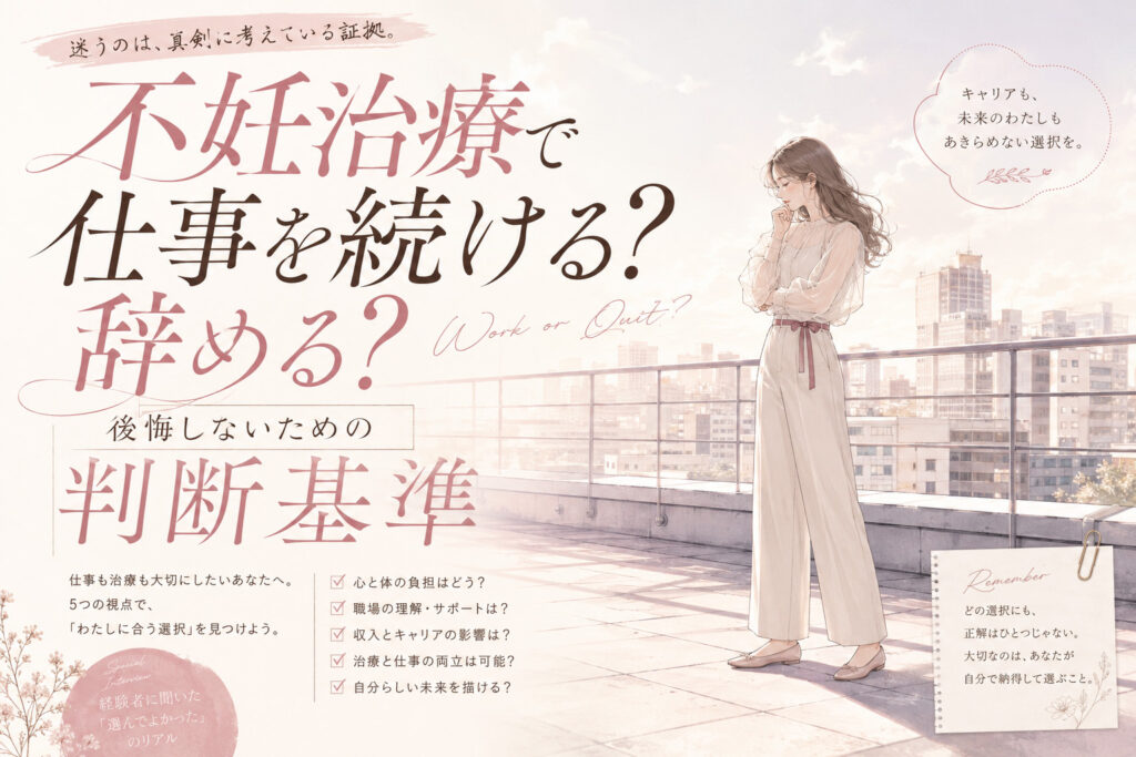不妊治療で仕事を続ける?辞める?後悔しないための判断基準
