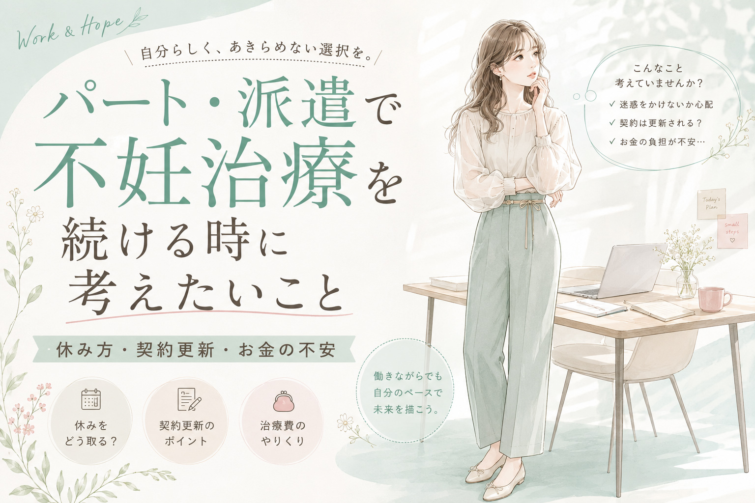 パート・派遣で不妊治療を続ける時に考えたいこと|休み方・契約更新・お金の不安