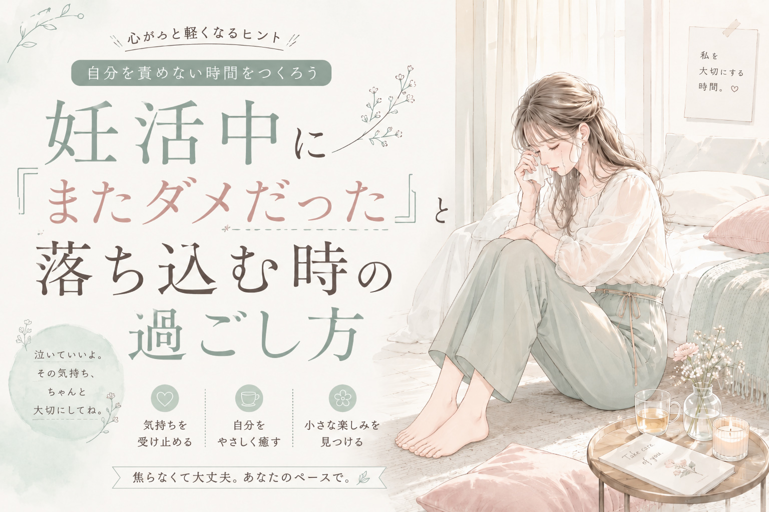 妊活中に「またダメだった」と落ち込む時の過ごし方|生理が来た日・陰性だった日の心の守り方